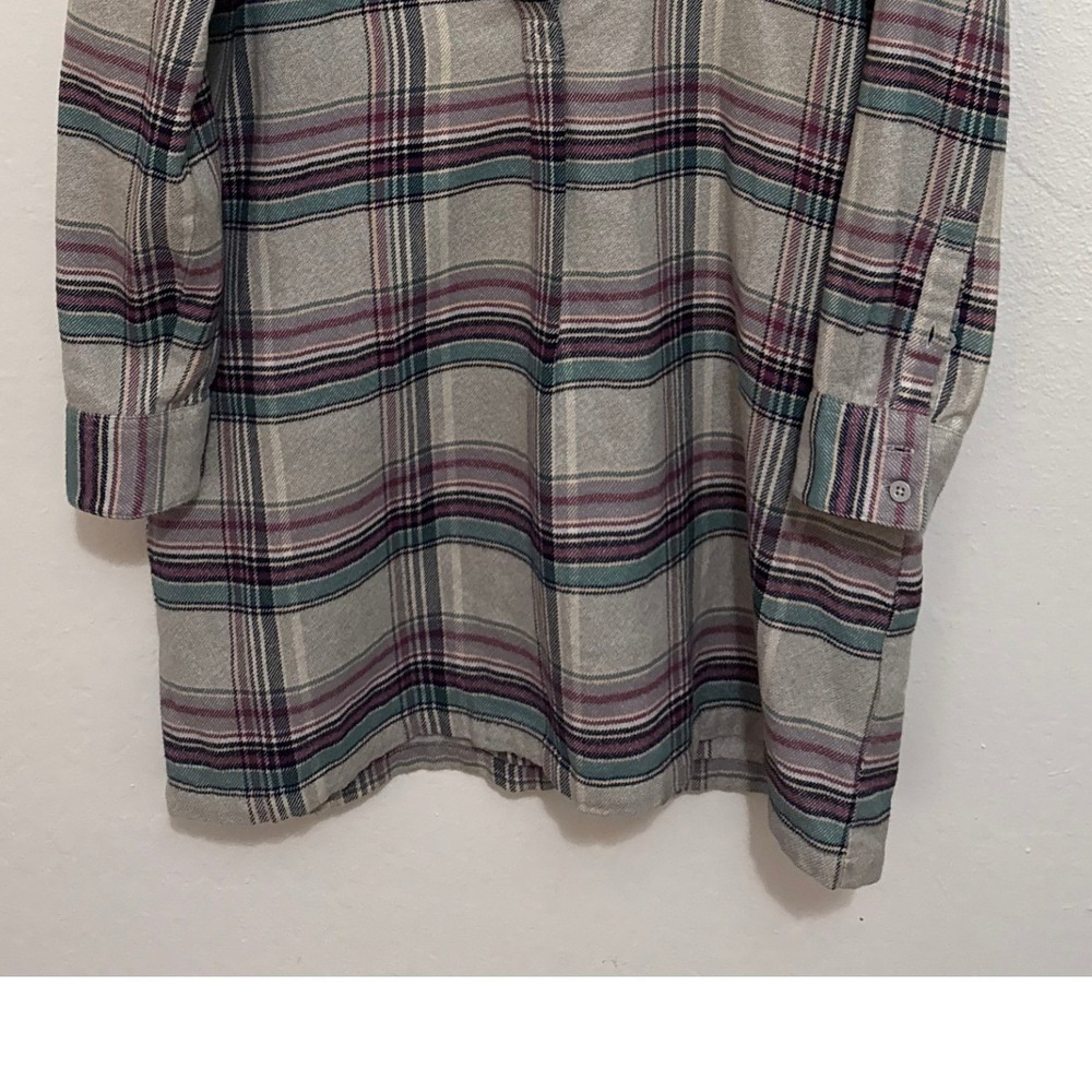 Patagonia Women Plaid Flannel Dress M Grey Organic Cotton Gorpcore Tunic Dress - Picture 3 of 12